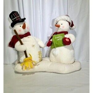 Vintage 2003 Hallmark Animated Singing Snowmen Couple We Wish You A Merry Christ